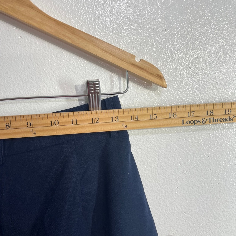 Commense Linen Blend Shorts S Small Navy Blue Pleated High Waisted High Rise New - Picture 7 of 9